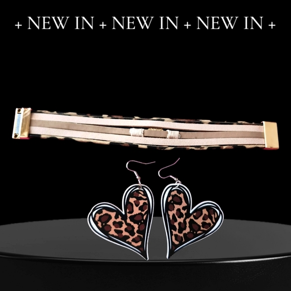 Leopard Print BUNDLE Bracelet W/Magnetic Closure & Leopard 🖤 Earrings 🐆 NWT - Picture 6 of 6